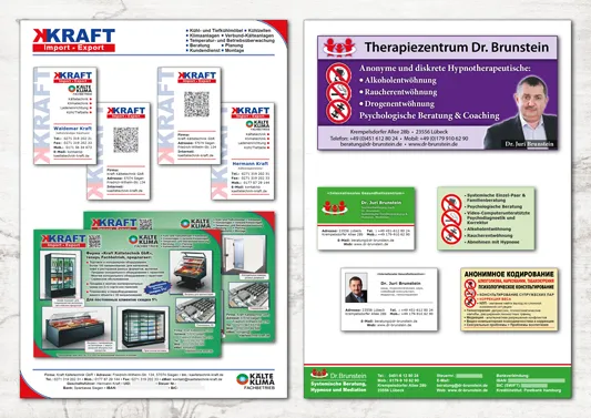 Flyer, Anzeigen und Informationsmaterialien im Corporate-Look