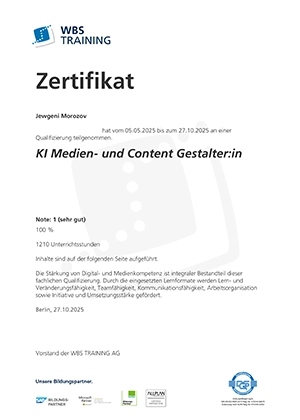 Vorschaubild WBS Zertifikat KI Medien- und Contentgestaltung