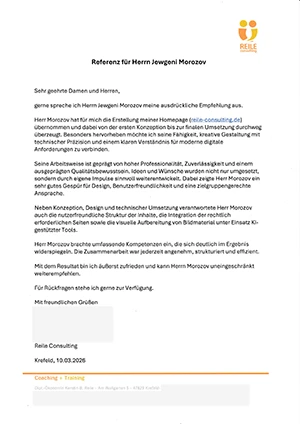 Miniatur des Referenzschreibens von Reile Consulting